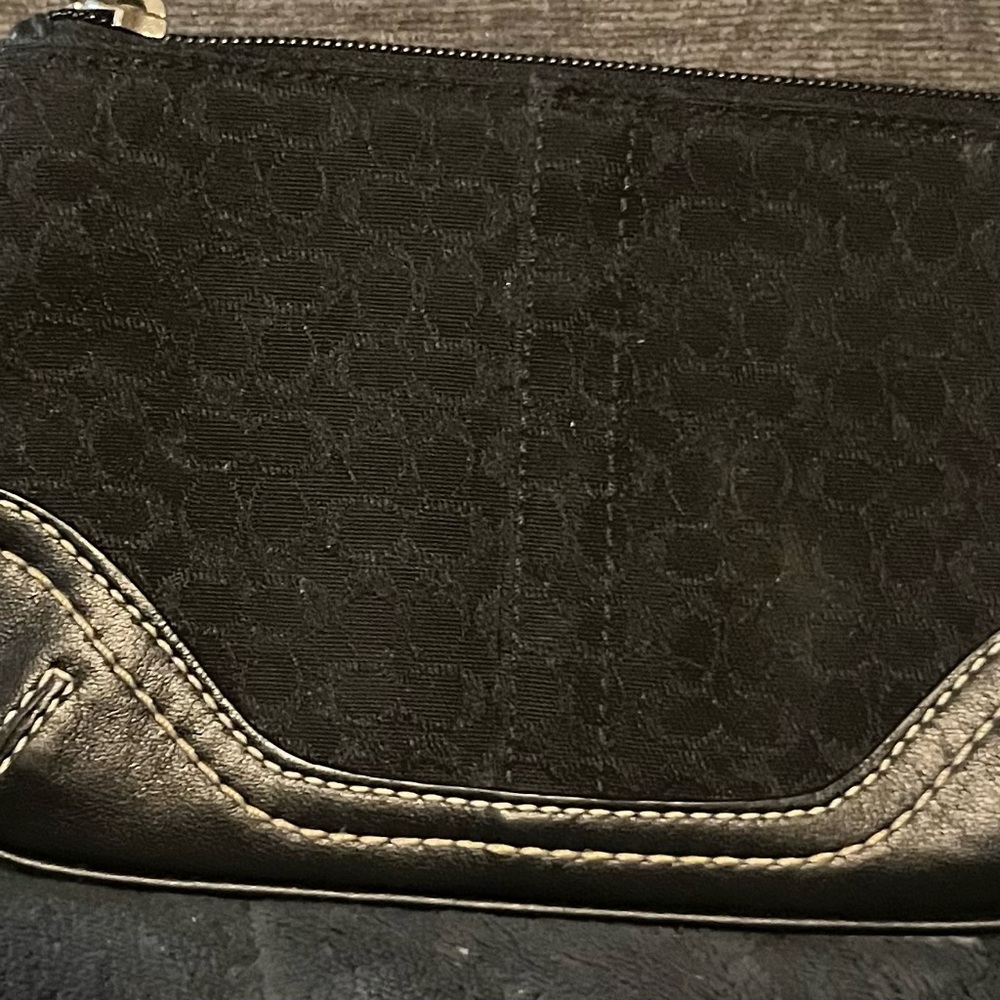 Coach Black and Silver Patterned Wristlet